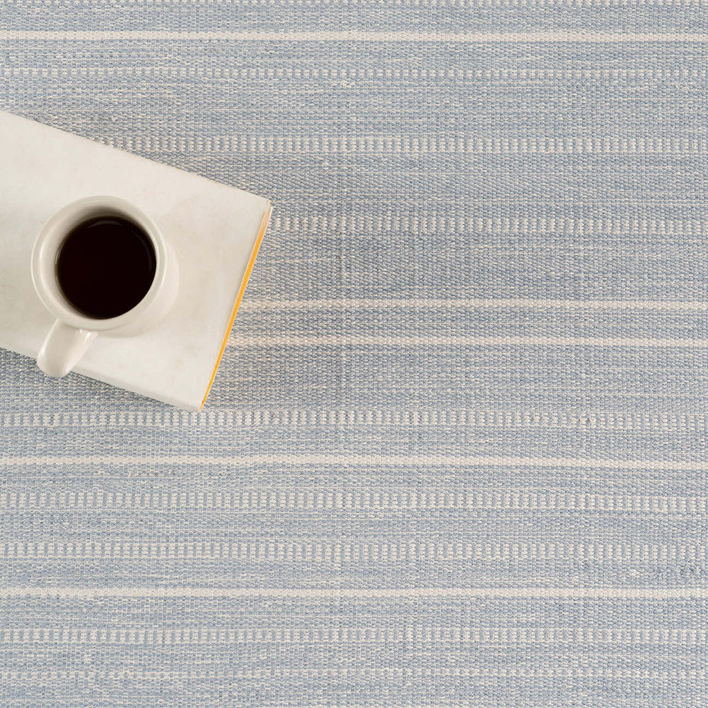 Dash & Albert - Skipper Stripe Swedish Blue Handwoven Indoor/Outdoor Rug