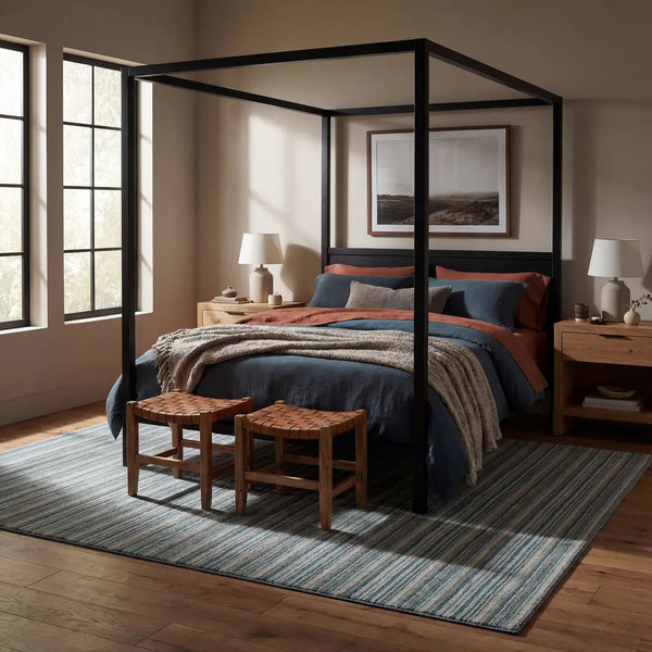 Dash & Albert - Brindle Stripe Blue Hand Loom Knotted Wool Rug