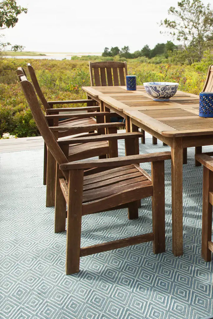 Dash & Albert - Diamond Slate/Light Blue Handwoven Indoor/Outdoor Rug
