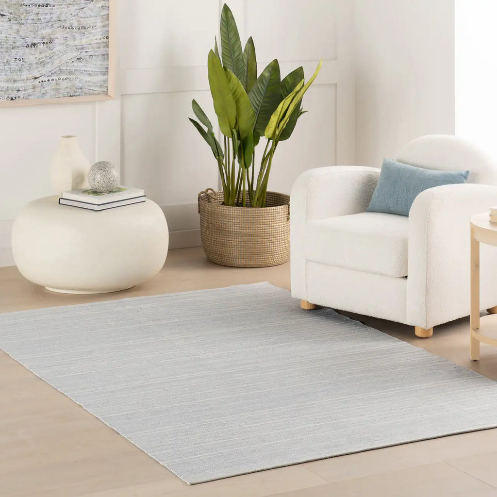 Dash & Albert - Skipper Stripe Swedish Blue Handwoven Indoor/Outdoor Rug