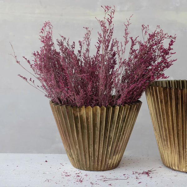 Large Fluted Brass Pots (Two Sizes Available)