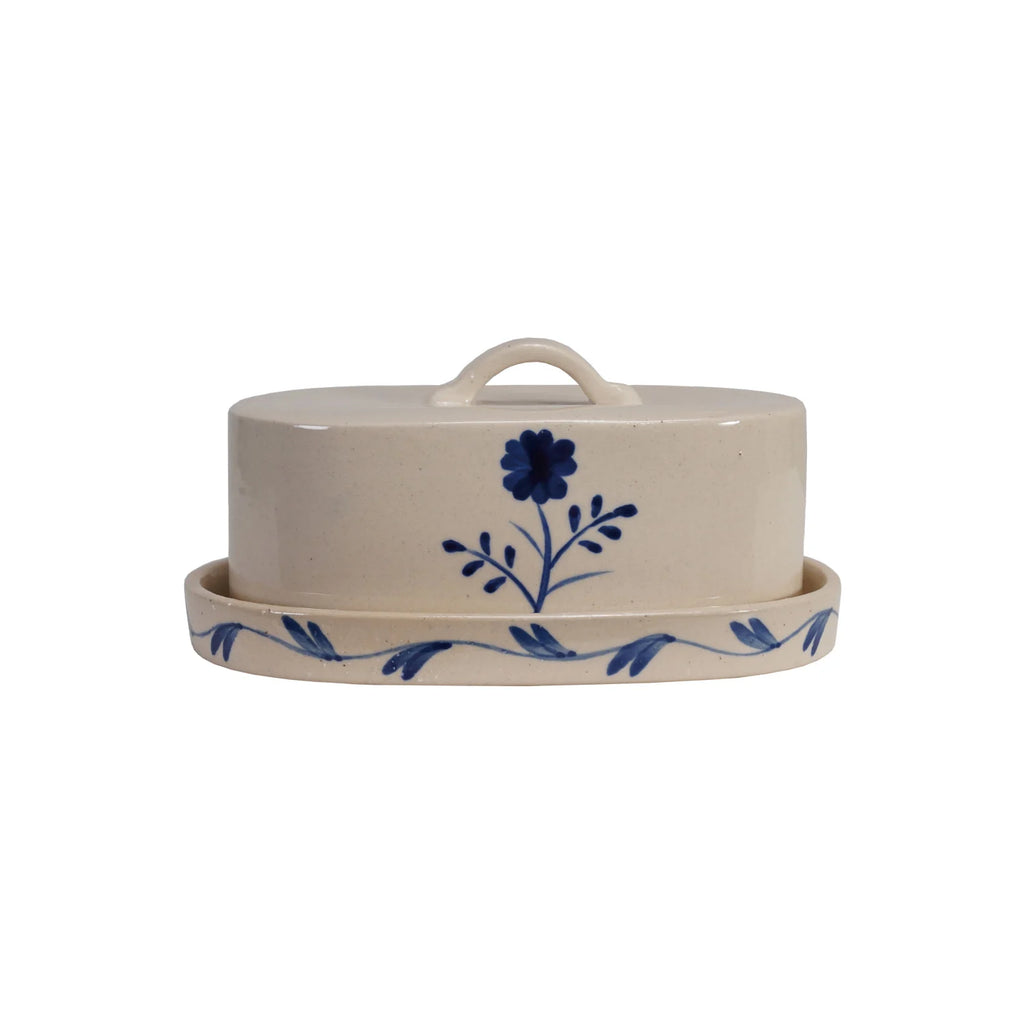 Hand-Painted Floral Butter Dish