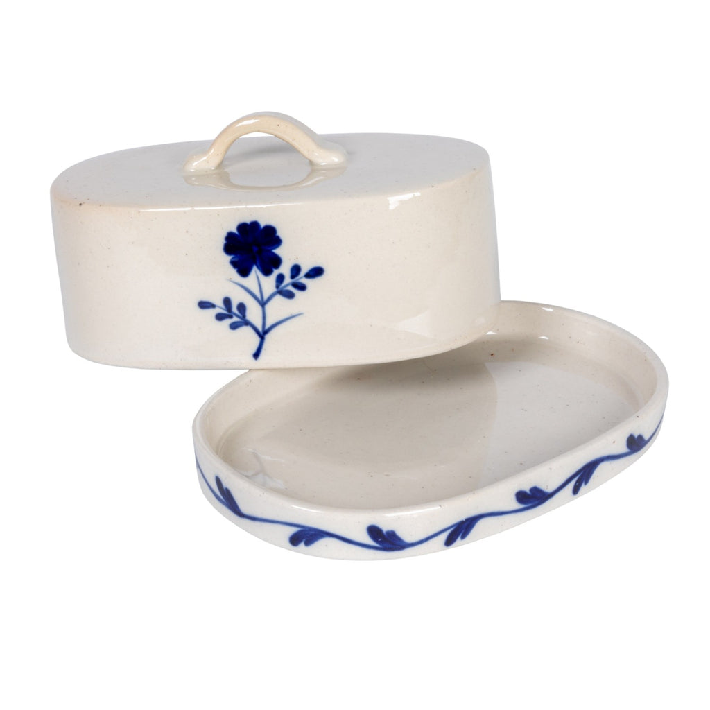 Hand-Painted Floral Butter Dish