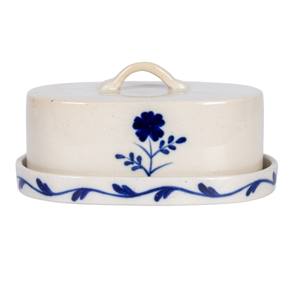 Hand-Painted Floral Butter Dish