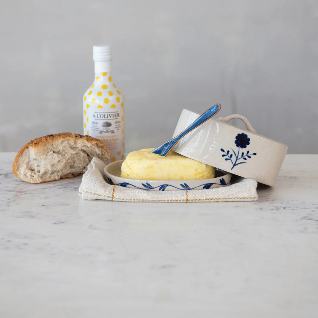 Hand-Painted Floral Butter Dish