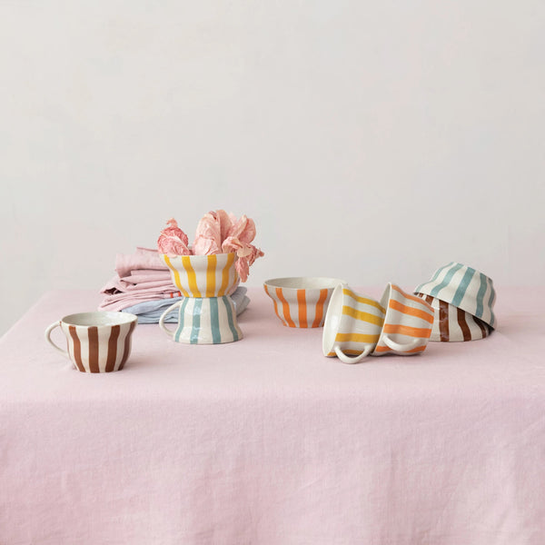 Hand-Painted Striped Mugs (Four Colours Available)