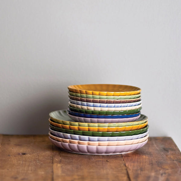Fluted Stoneware Plates - 8" (Five Colours Available)