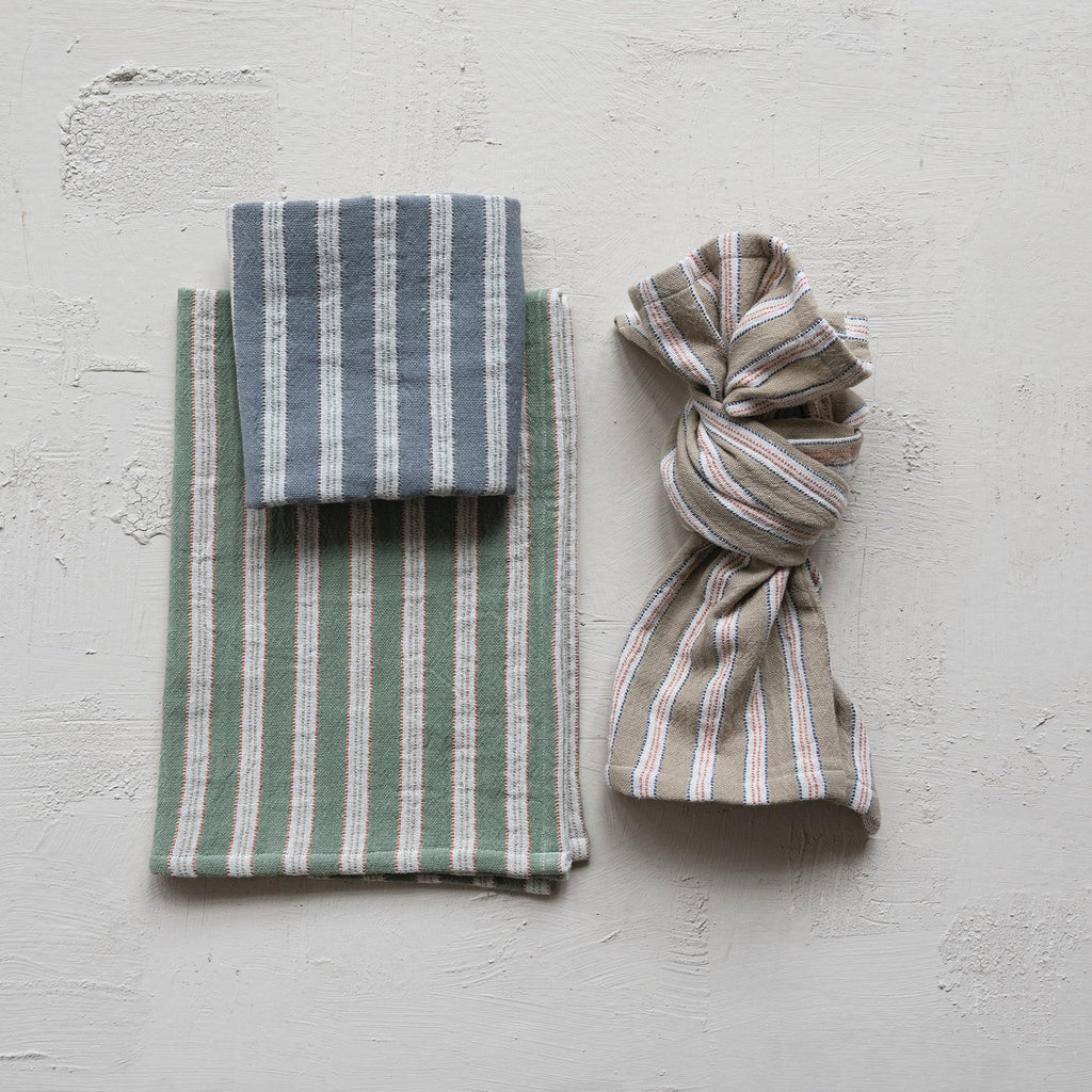Striped Cotton Tea Towel (Three Colours Available)