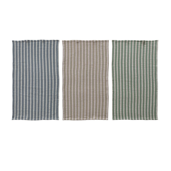 Striped Cotton Tea Towel (Three Colours Available)