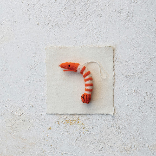 Felted Shrimp Ornament