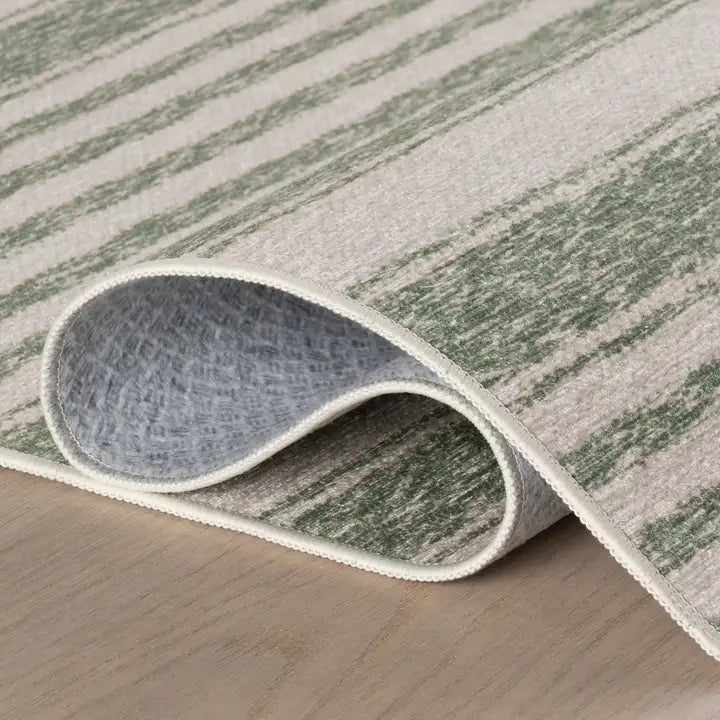 Dash & Albert - Vion Coastal Green Striped Machine Washable Rug