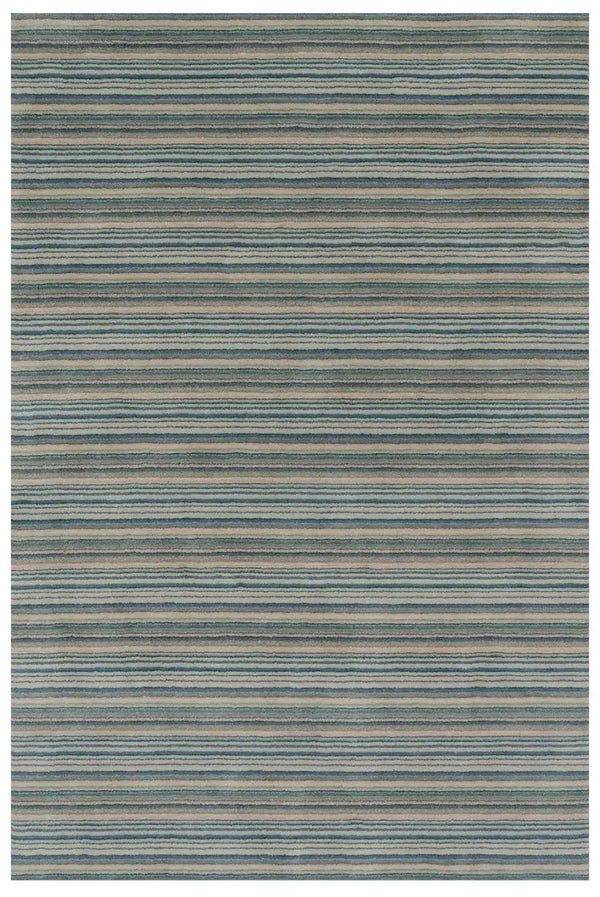 Dash & Albert - Brindle Stripe Blue Hand Loom Knotted Wool Rug