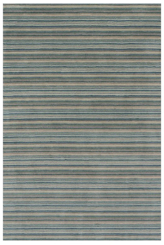 Dash & Albert - Brindle Stripe Blue Hand Loom Knotted Wool Rug