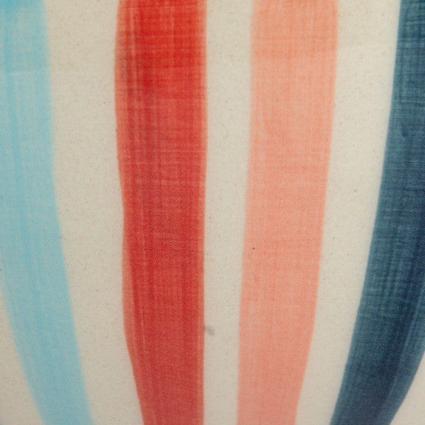 Hand-Painted Footed Bowl with Festive Stripes