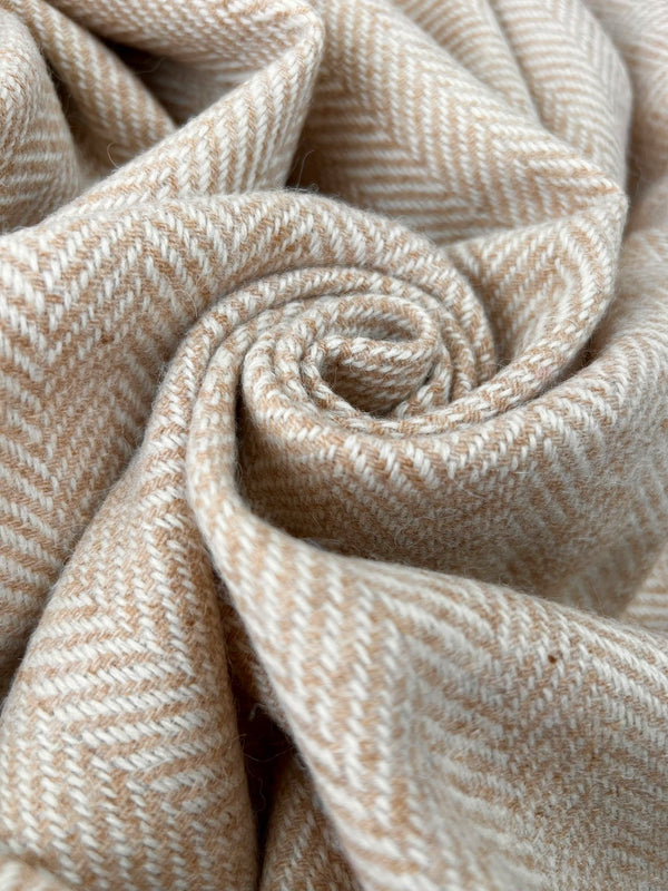 McNutt of Donegal Wool Blanket - Sandstone Herringbone