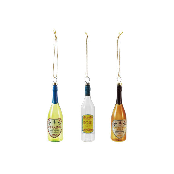 Glass Wine Bottle Ornaments (Three Styles Available)