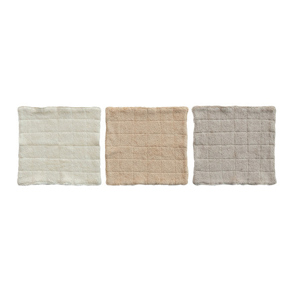 Quilted Cotton Terry Wash Cloths (Three Colours Available)