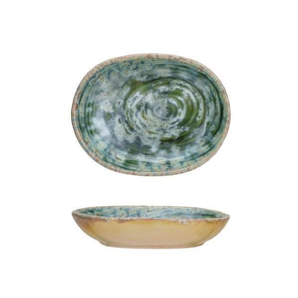 Clay Dish with Green Glaze