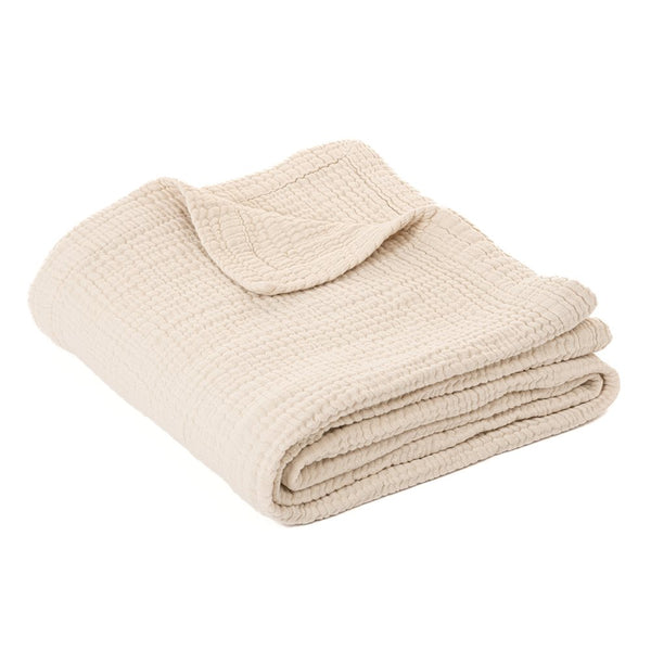 Cotton Muslin Bed Blanket - Cream