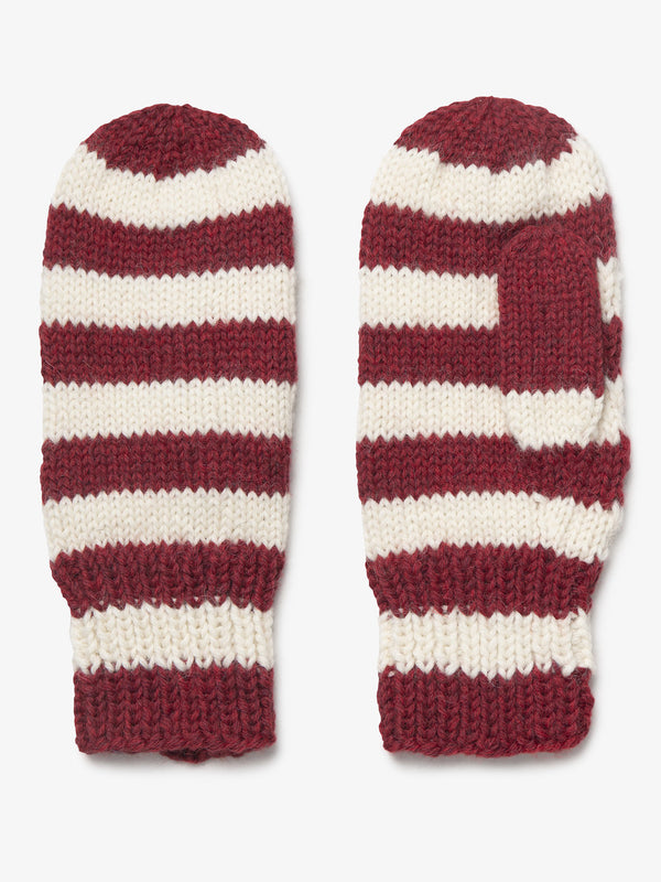 Made in Canada Wool Mittens - Red Stripe (Two Sizes Available)