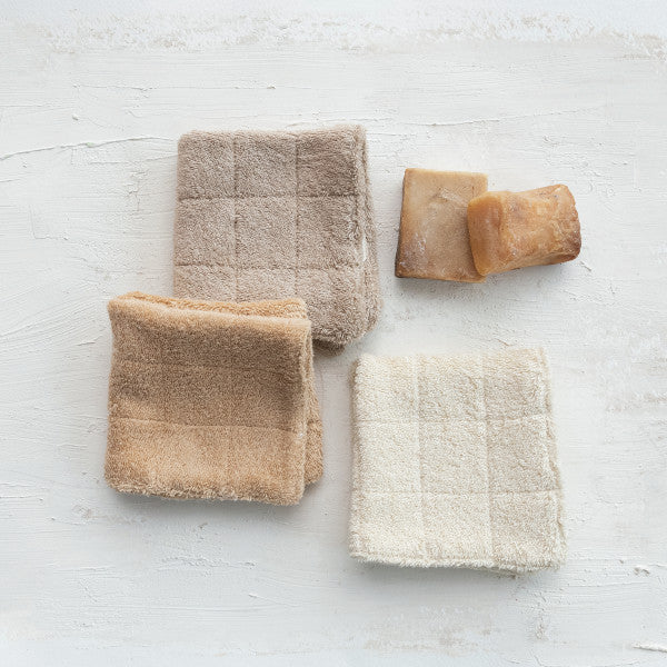 Quilted Cotton Terry Wash Cloths (Three Colours Available)