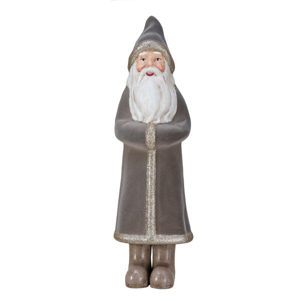 Flocked Wood Santa - 16.5" H