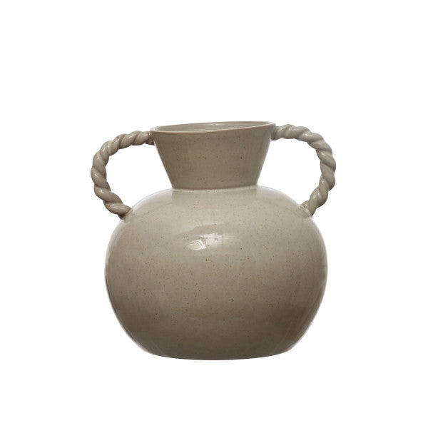 Handled Vase with Speckled Glaze Finish