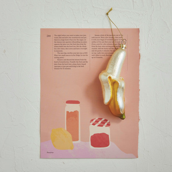 Glass Peeled Banana Ornament