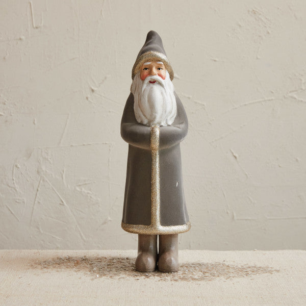 Flocked Wood Santa - 16.5" H