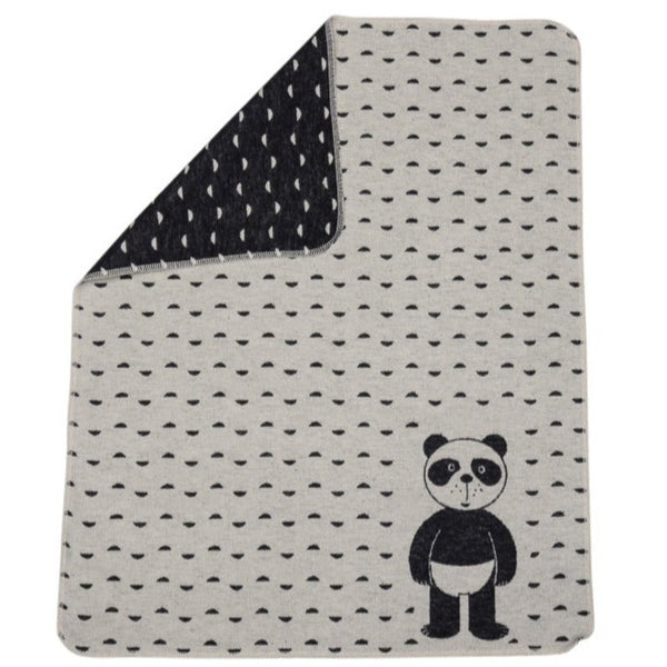 Cotton Flannel Baby Blanket - Panda / Ivory