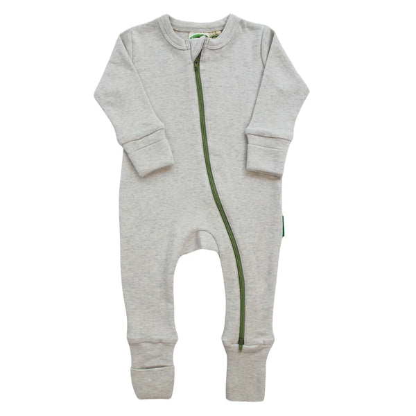 Parade Organics Snuggle Soft Melange '2-Way' Zipper Romper - Light Grey