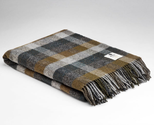 McNutt of Donegal Wool Blanket - Forest Check