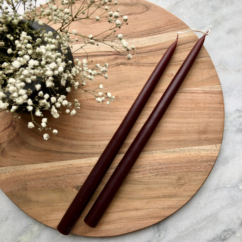 Pair of Hand-Dipped Danish Tapers - Oxblood