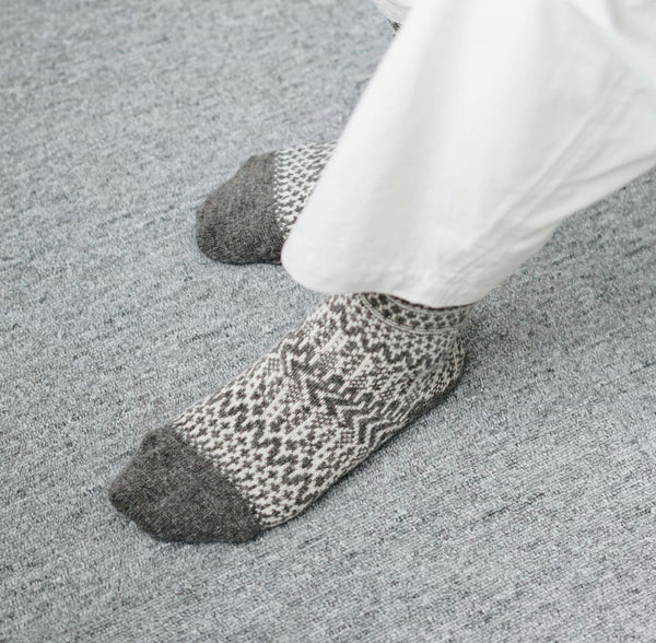 Wool Jacquard Socks - Grey
