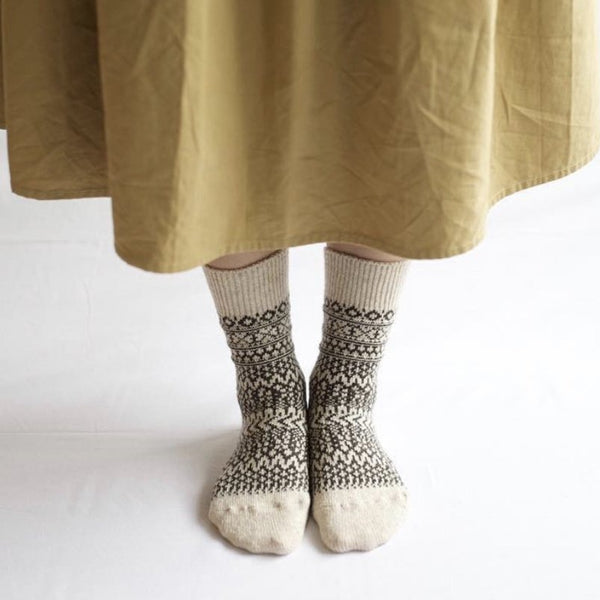 Wool Jacquard Socks - Oatmeal