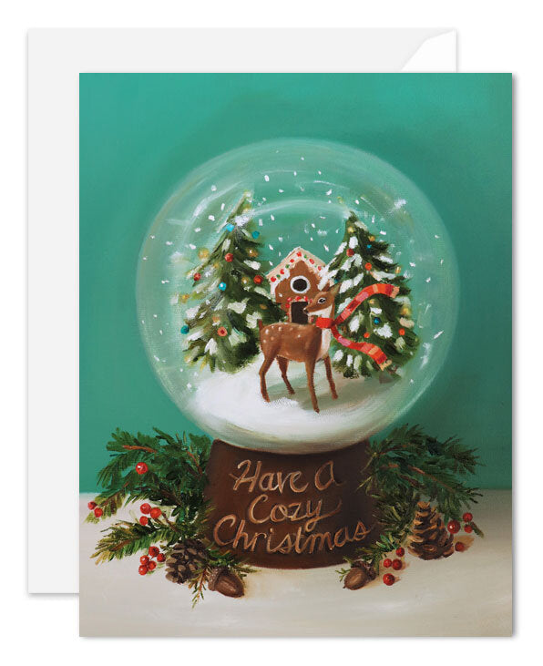 Boxed Set of 8 Cards - Cozy Christmas Snow Globe from Janet Hill Studio