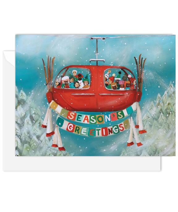 Boxed Set of 8 Cards - Ski Lift Season's Greetings from Janet Hill Studio