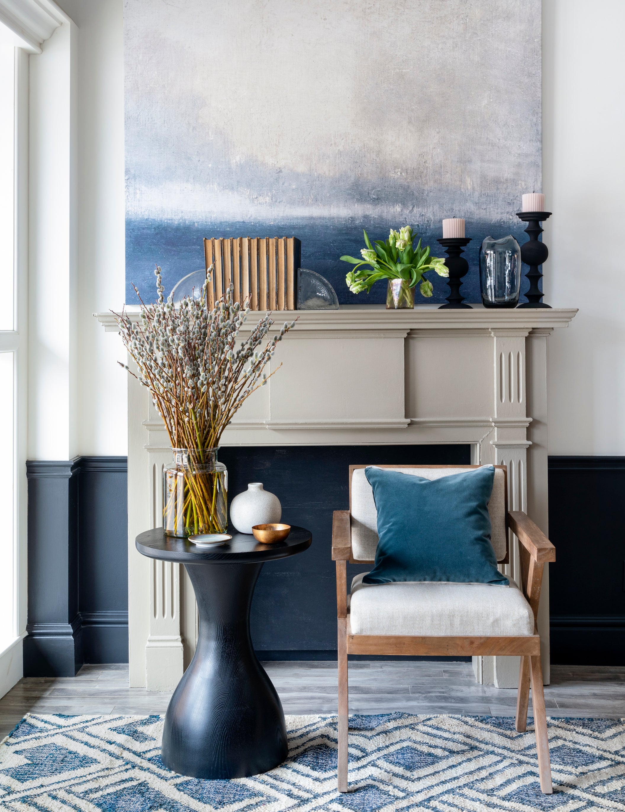 Dash and Albert Zinnia Blue Woven Jute Rug WILLS & PRIOR