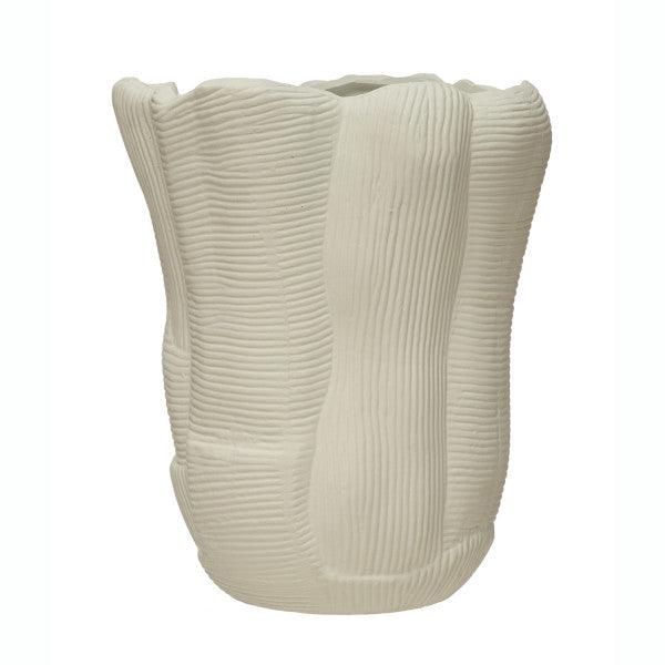 Textured White Stoneware Vase