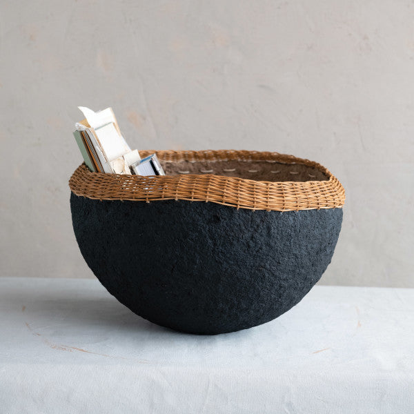Paper Mache Bowl - Black