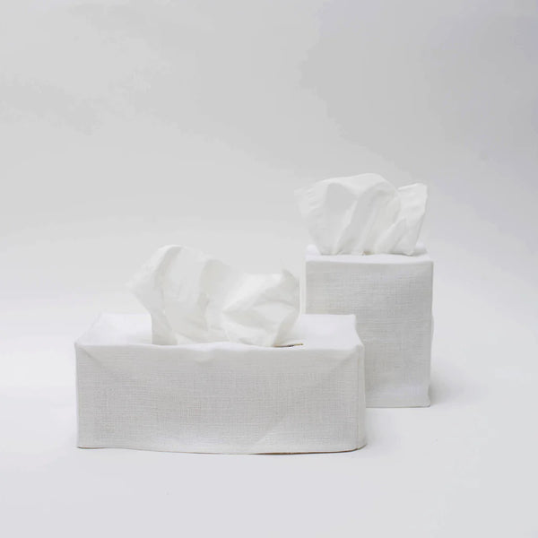 Linen Tissue Box Cover - White