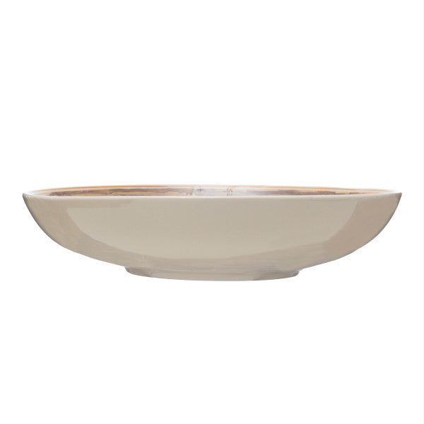 Hand-Painted Stoneware Serving Bowl - 16" D